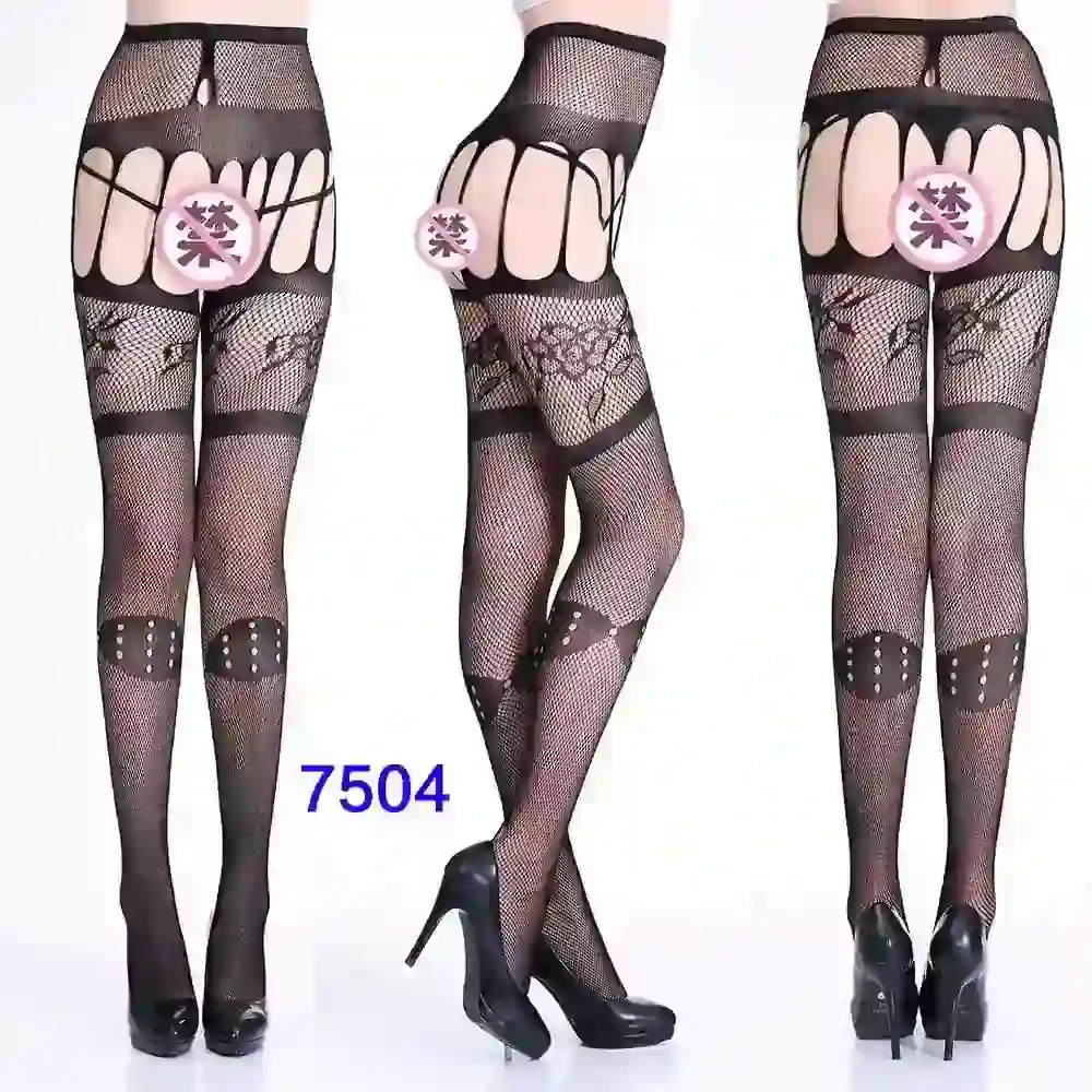sensual black nylon thigh high