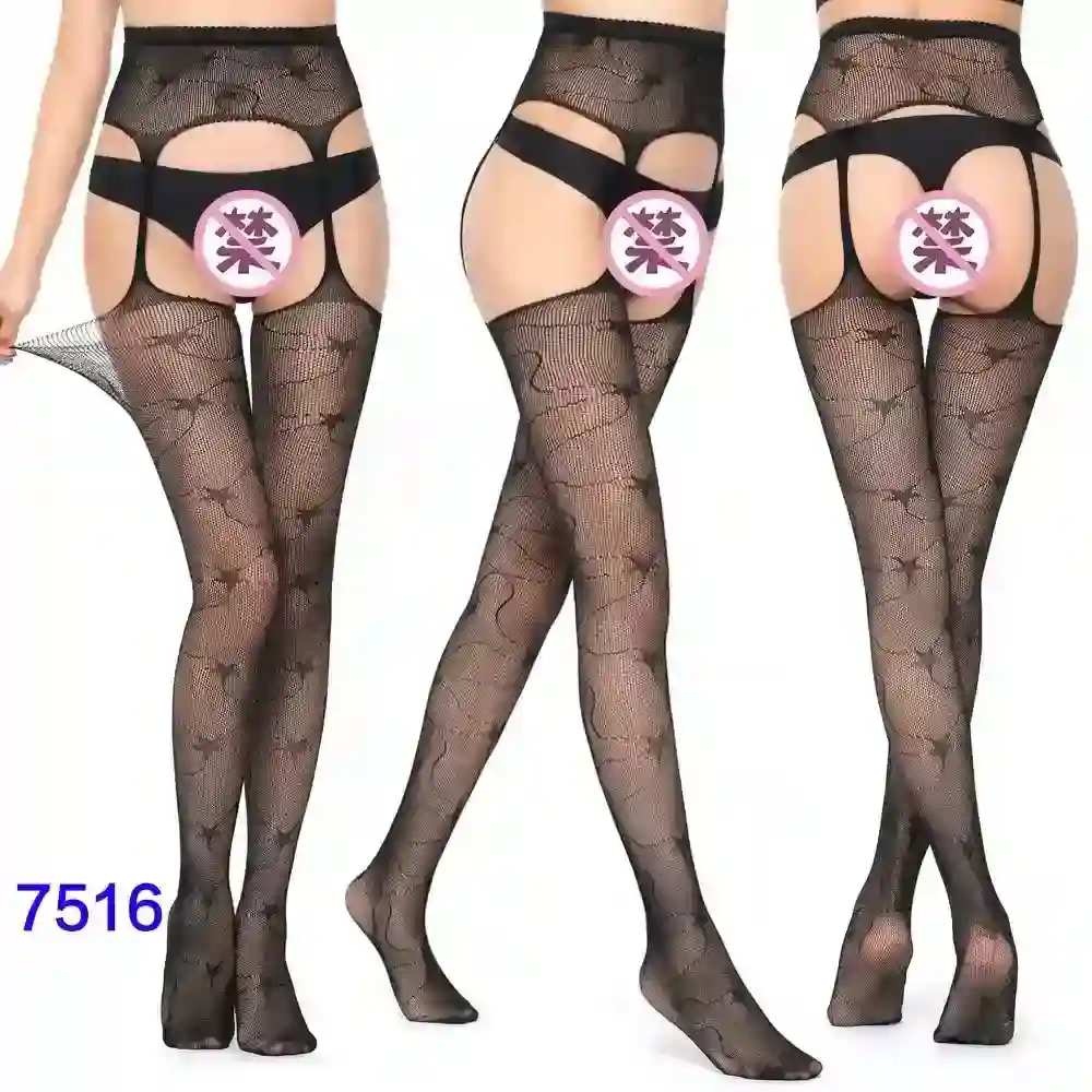 sexy black fishnet thigh highs