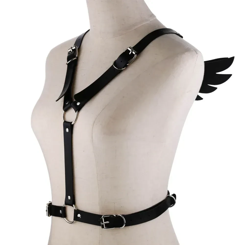 sexy leather wing chest straps