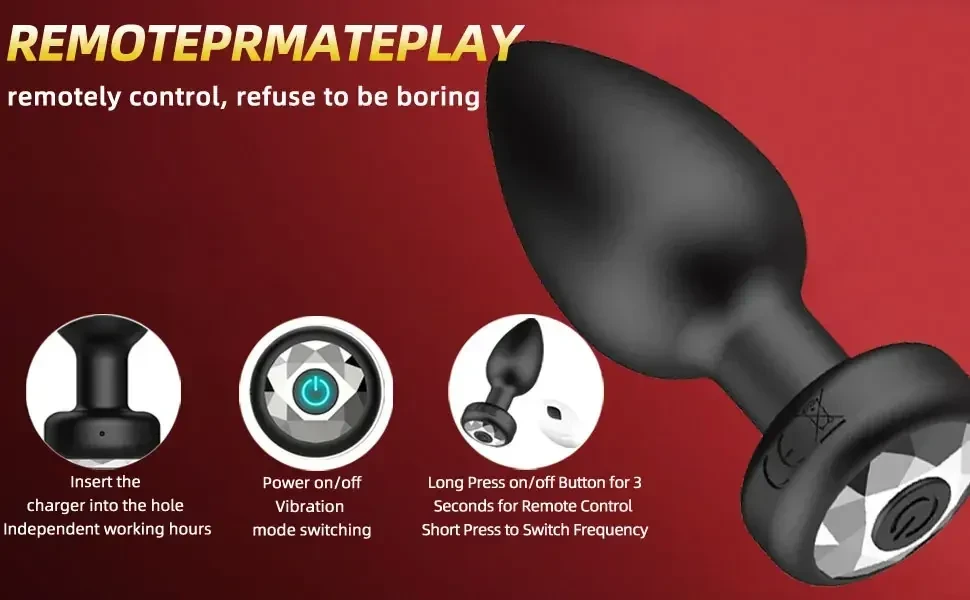 silicone anal plug with remote control