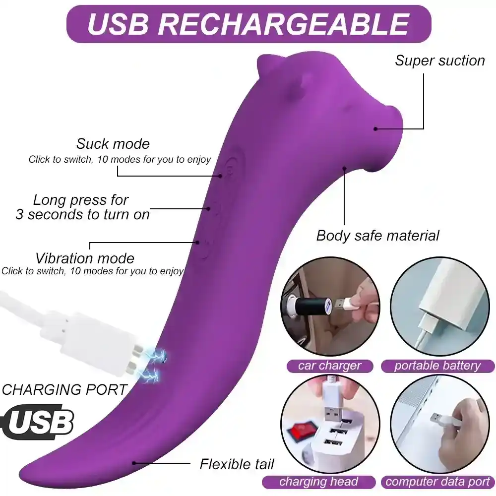 silicone dual action suction vibrator
