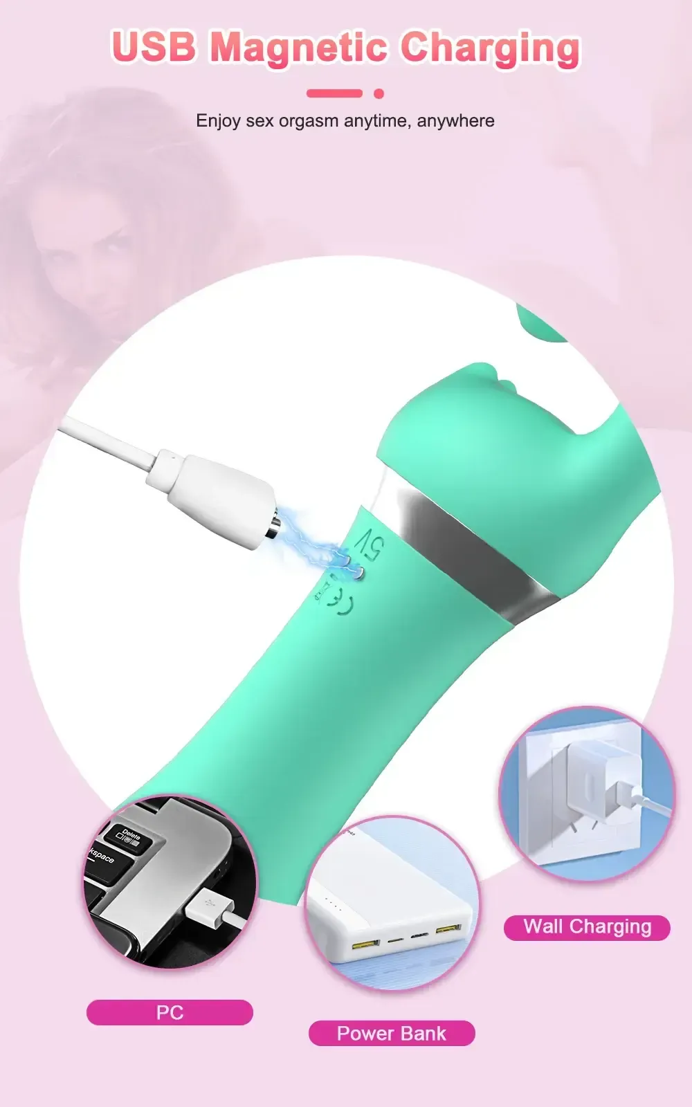 silicone dual head vibrator pink