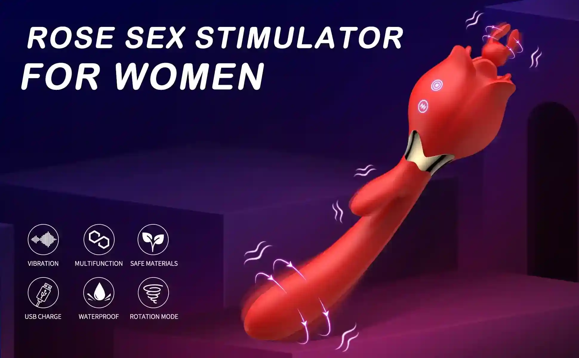 silicone dual stimulation rose toy