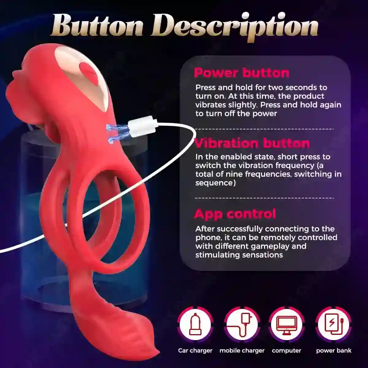 silicone rose vibrator 9 modes
