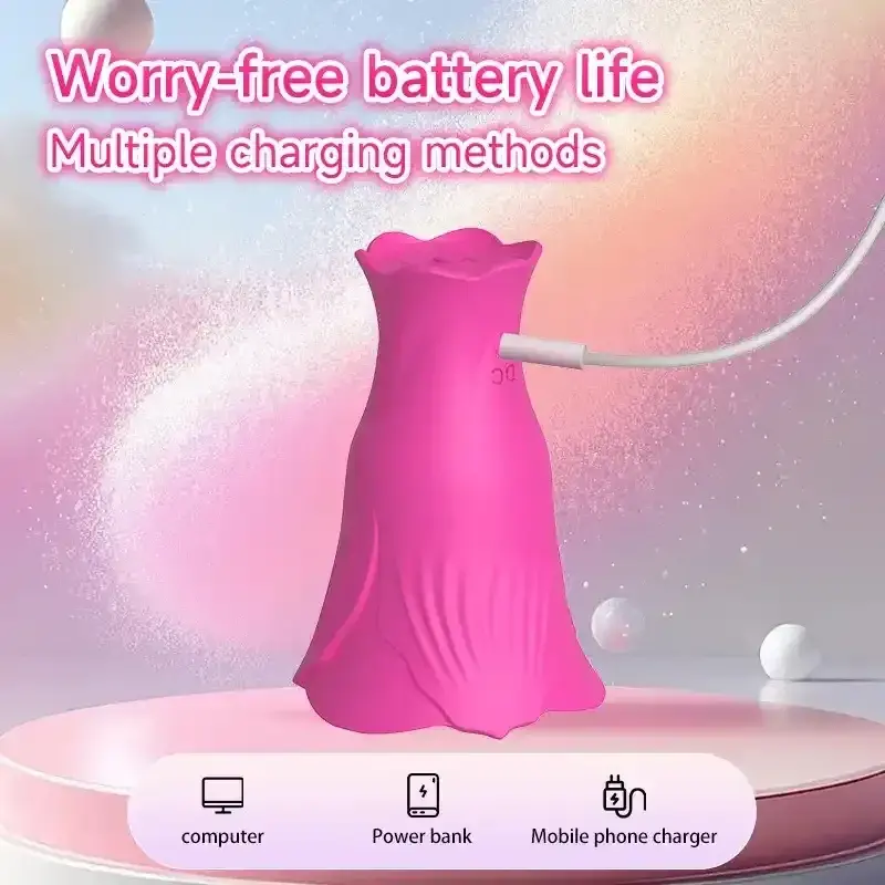 silicone rose vibrator manual control