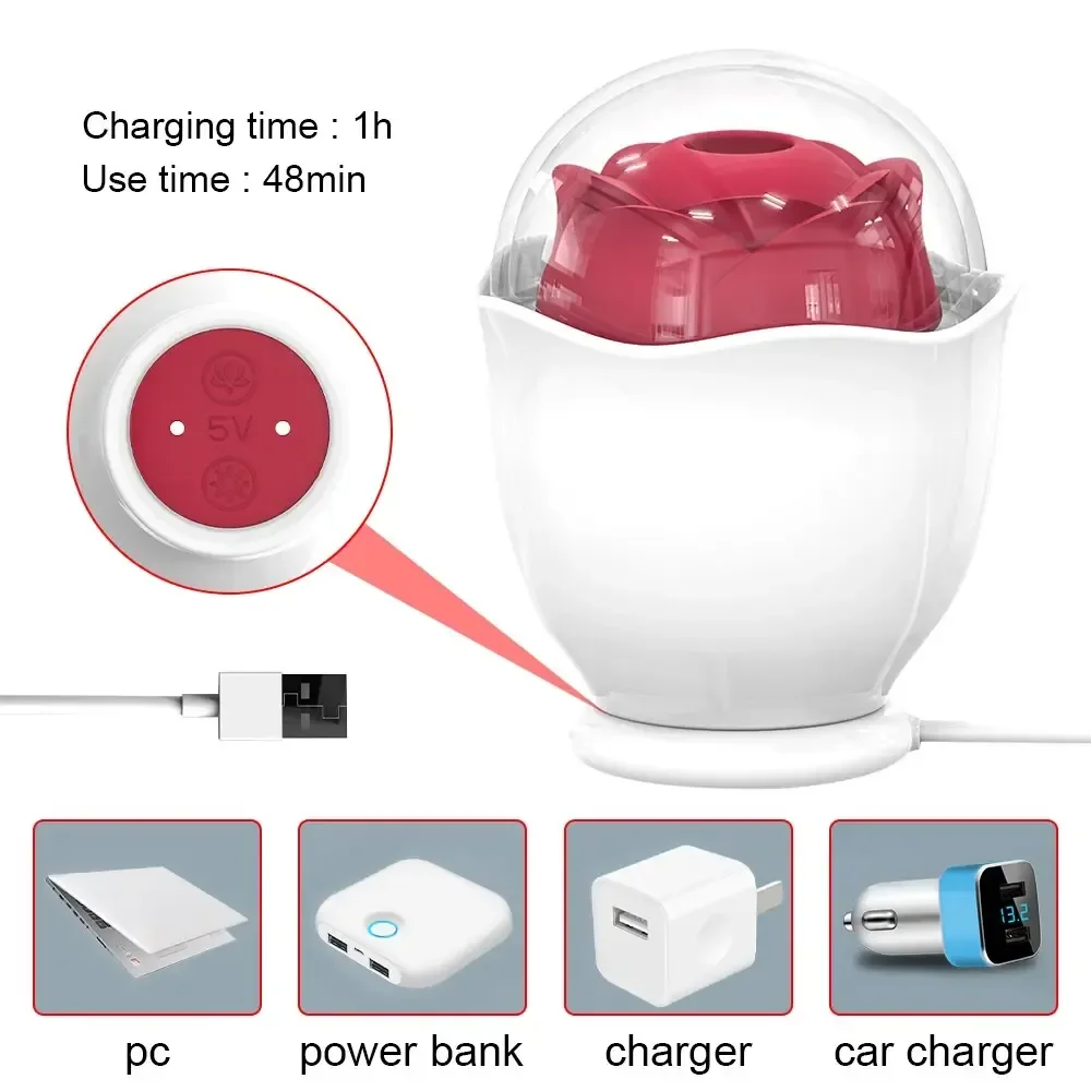 silicone rosebud suction vibrator pink