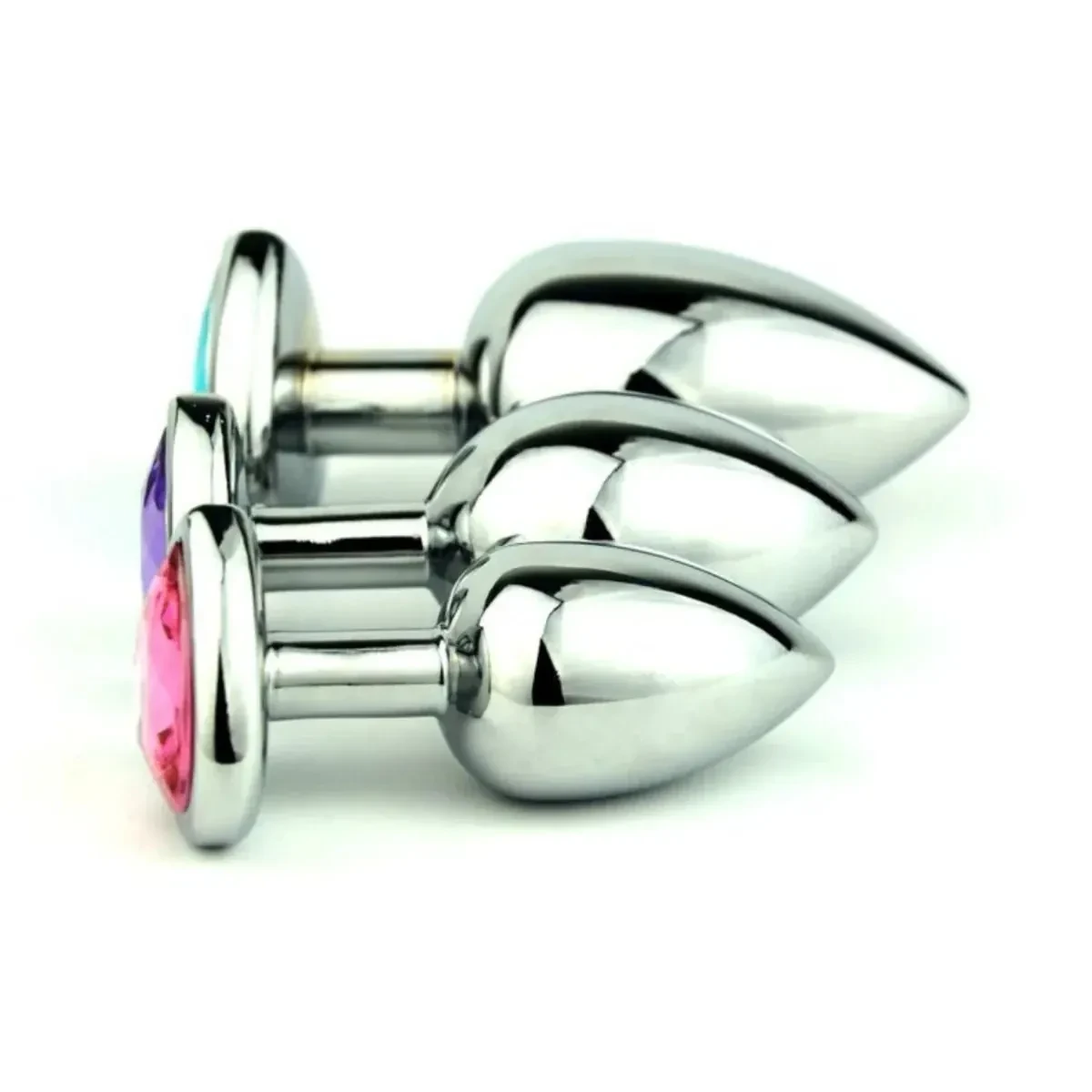 smooth metal anal plug crystal