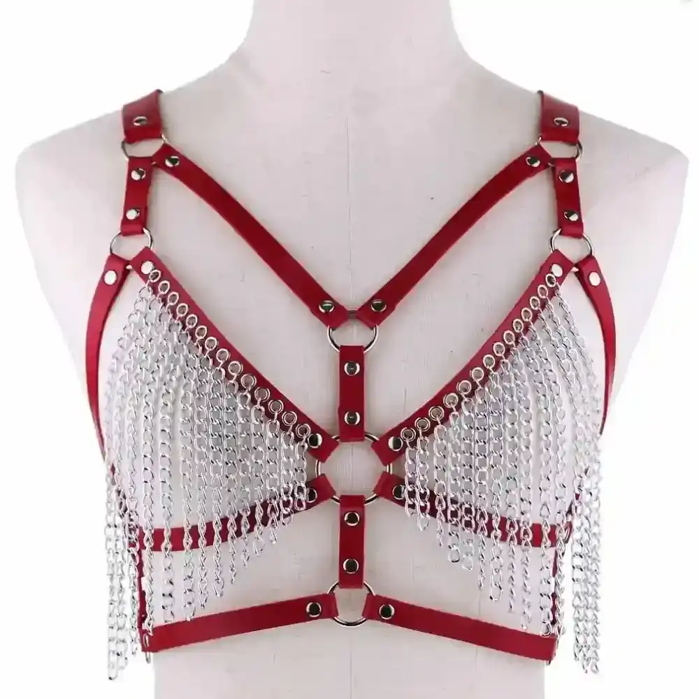 supple leather body chain for women