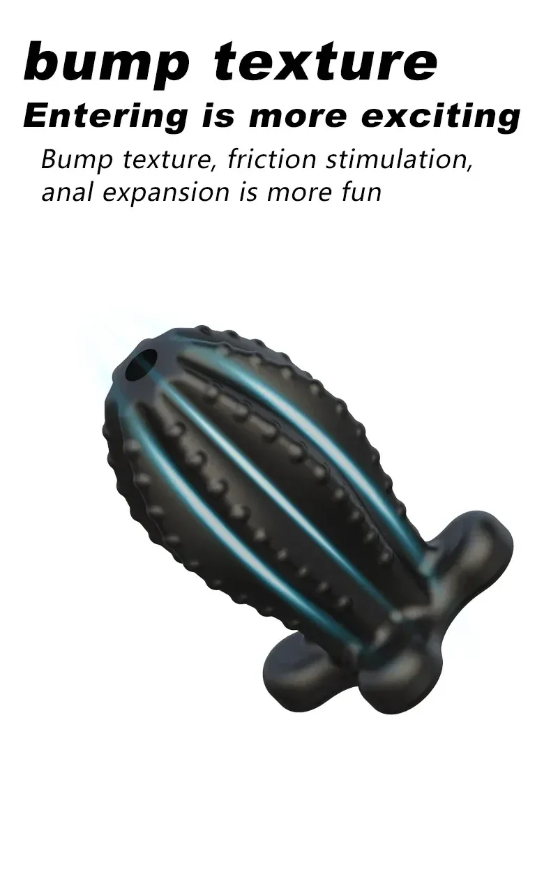 textured black anal plug large