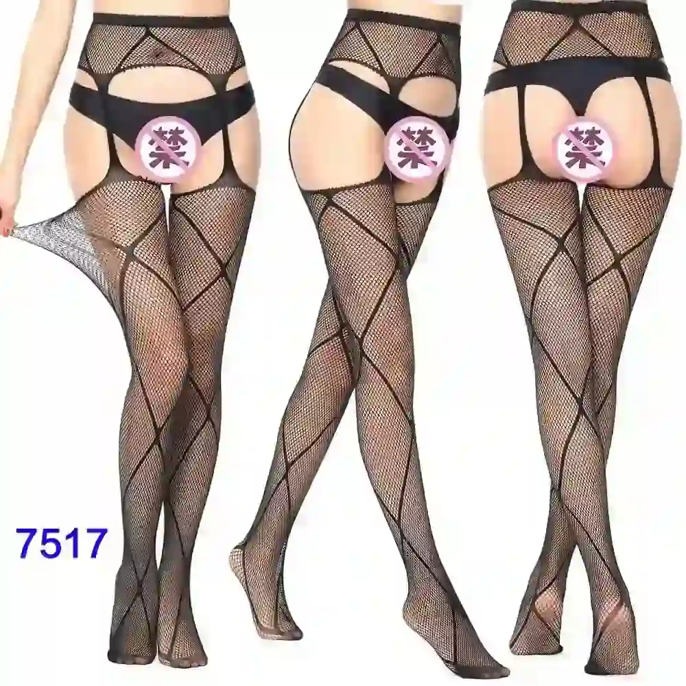 thigh high black nylon lingerie