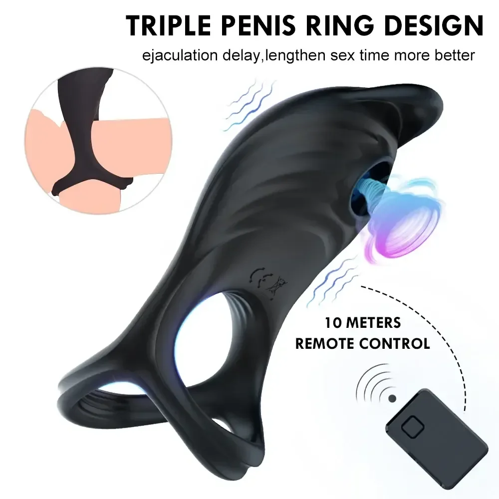 triple ring design silicone penis toy