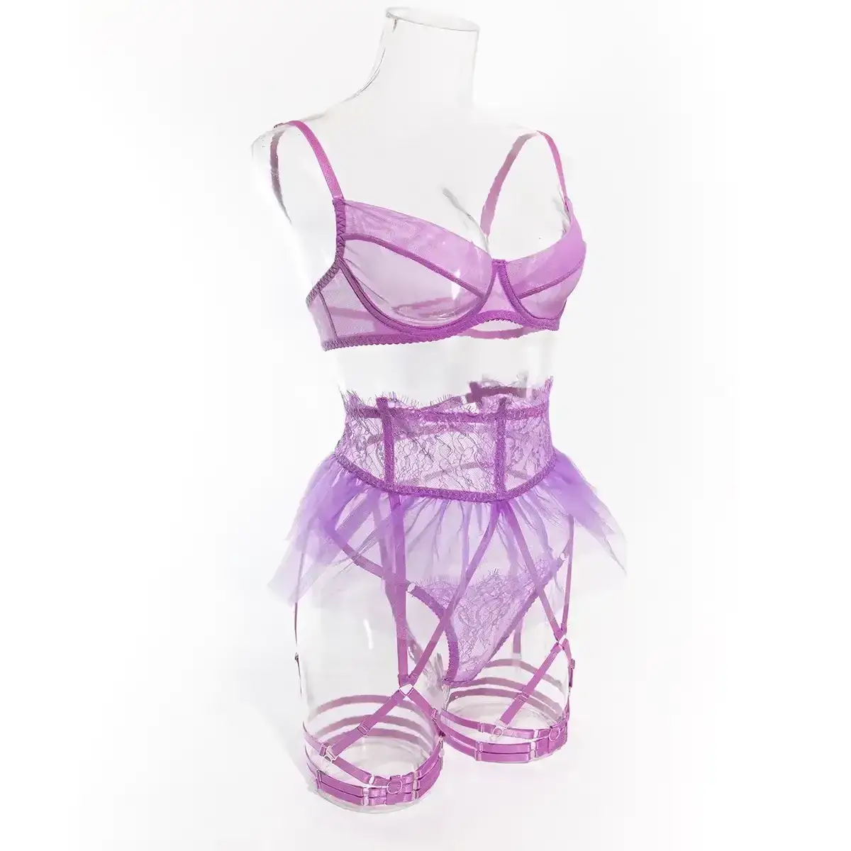two piece lingerie set mesh