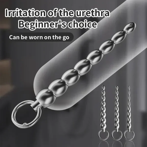 urethral stimulation beaded stainless steel rod