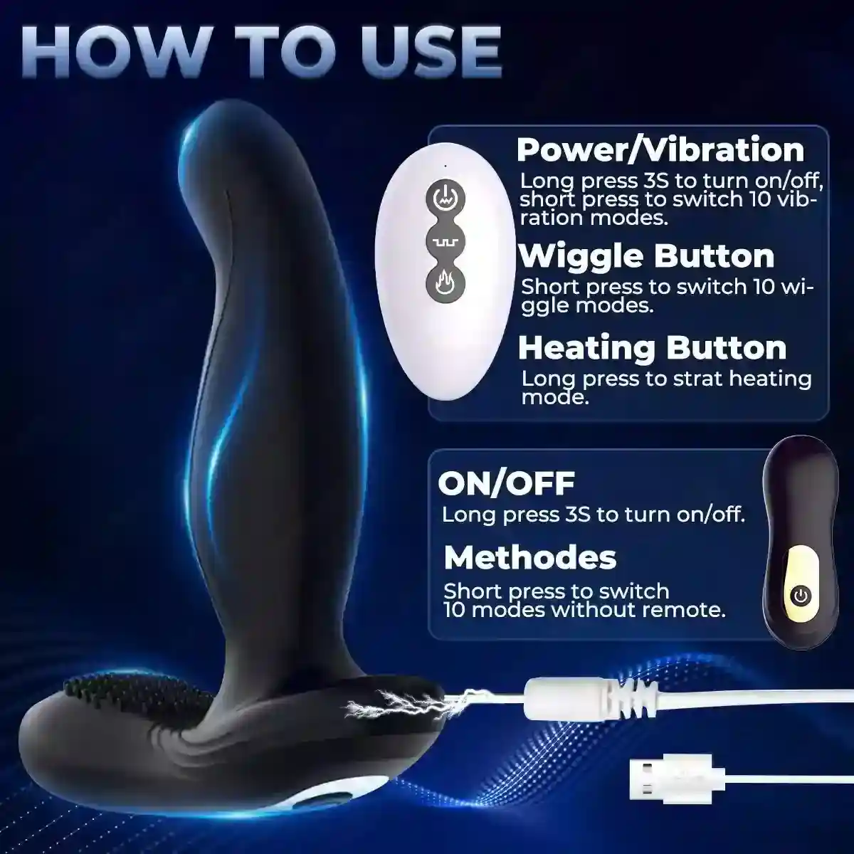 usb rechargeable heated prostate massager