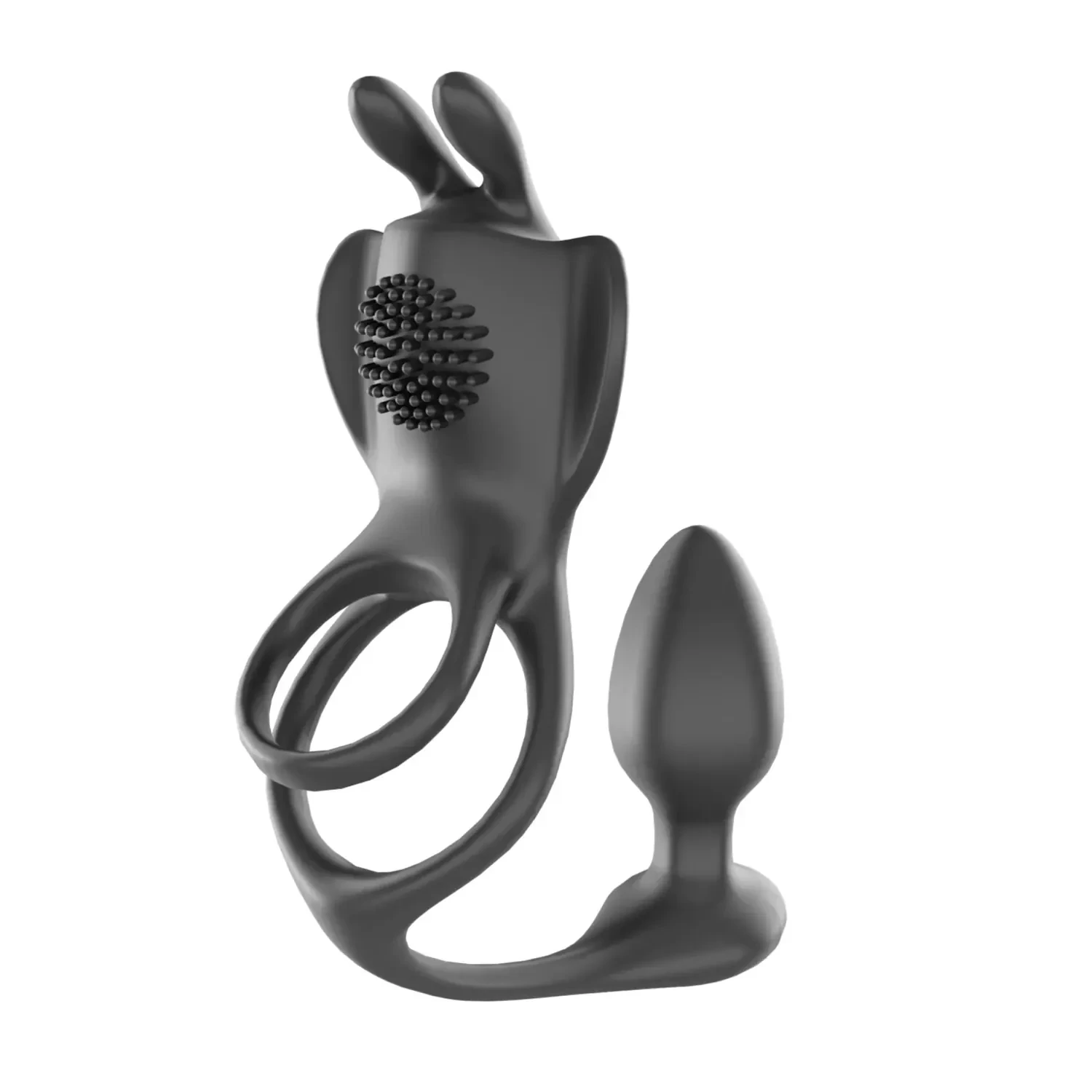 waterproof dual stimulation anal plug black