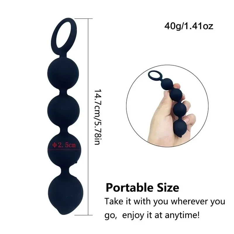 waterproof silicone anal beads black