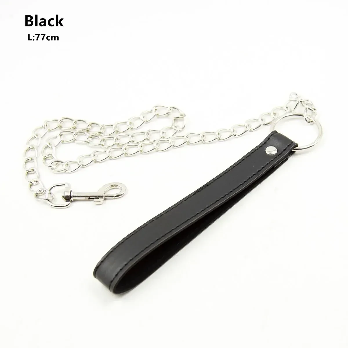white adjustable leather handcuffs chain