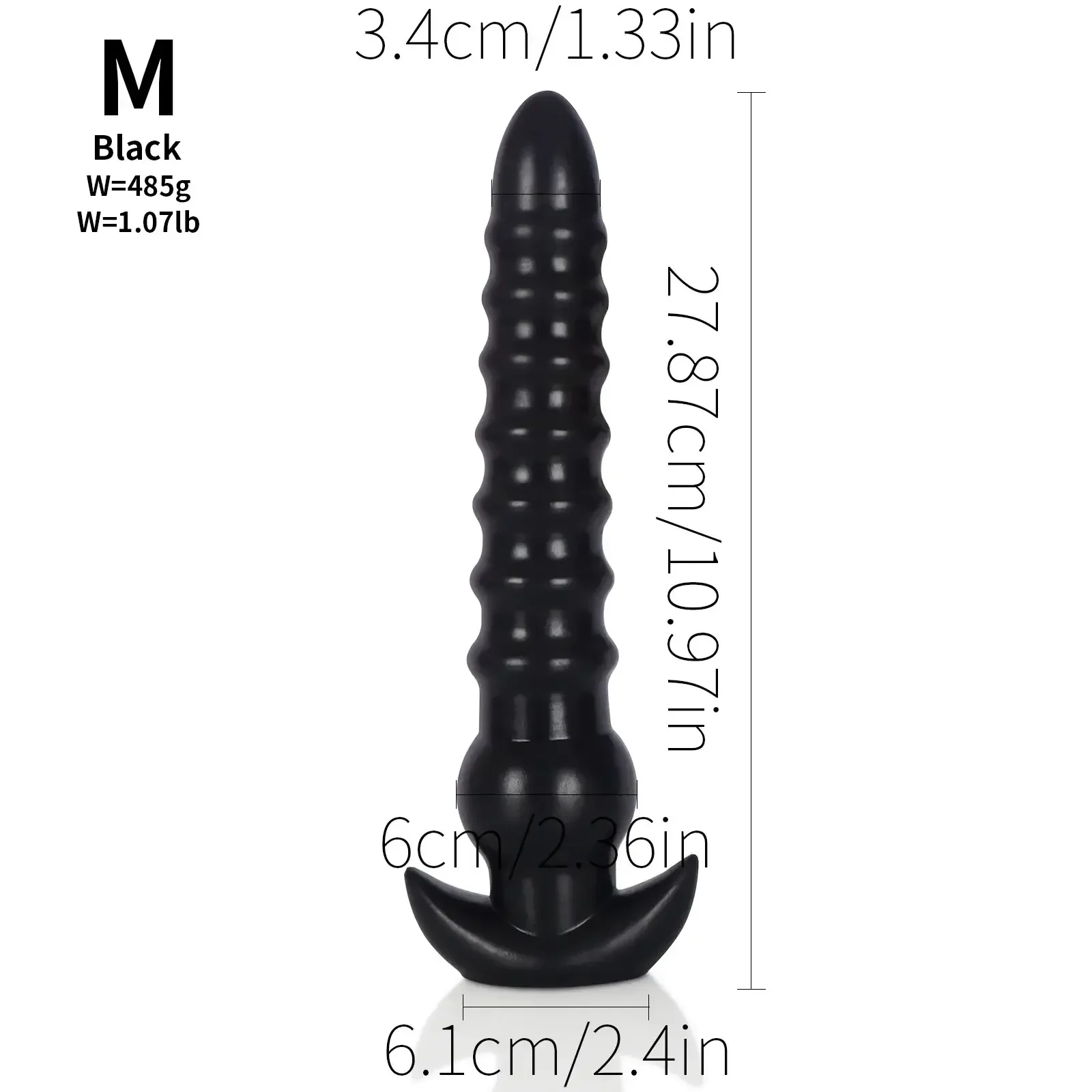 wide diameter anal plug black