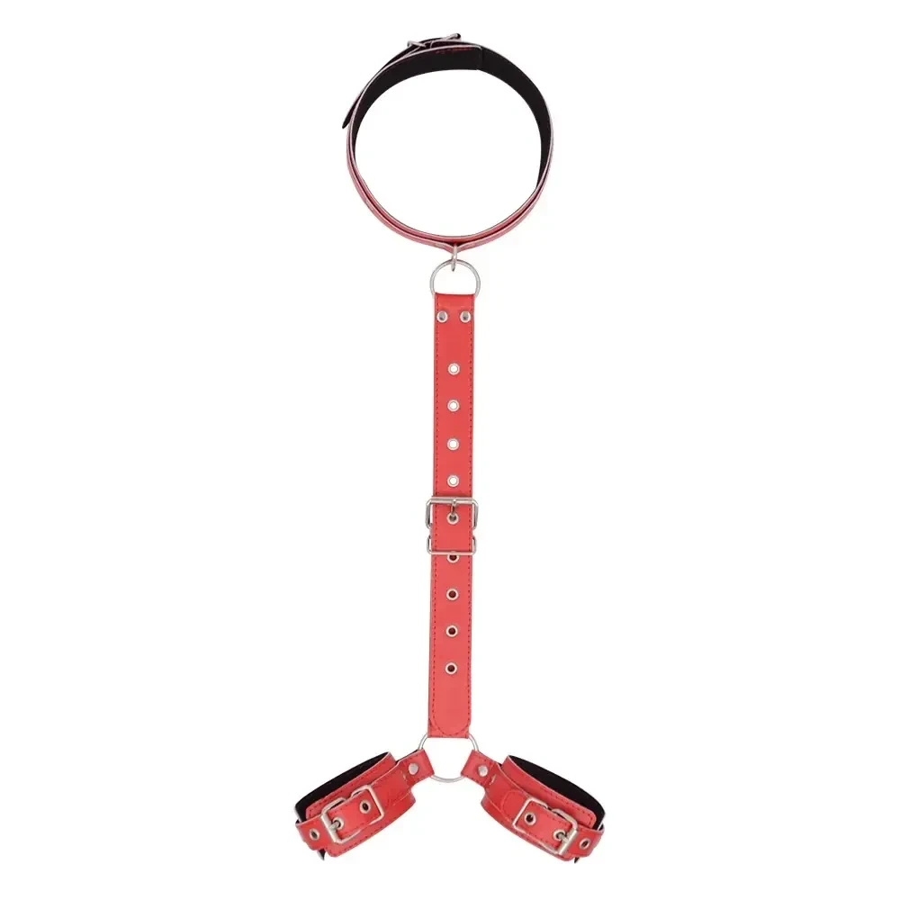 adjustable collar with pu leather cuffs